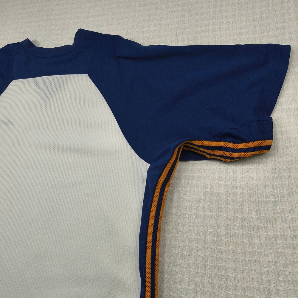 Adidas Mens XL Mesh Athletic Jersey Shirt White Navy Blue Orange 3-Stripes VTG - Picture 12 of 15